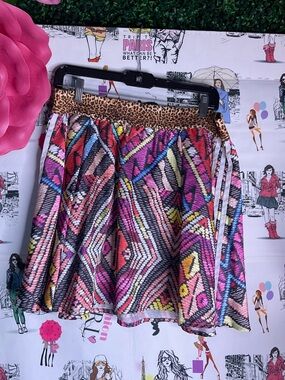 adidas Multicolor Geometric Circle Skirt with Leopard Waistband